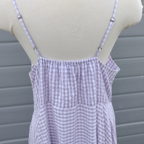 Rujuta Sheth Stella Dress Womens Large Ube Chex Cottagecore Prairie Boho - Picture 6 of 11